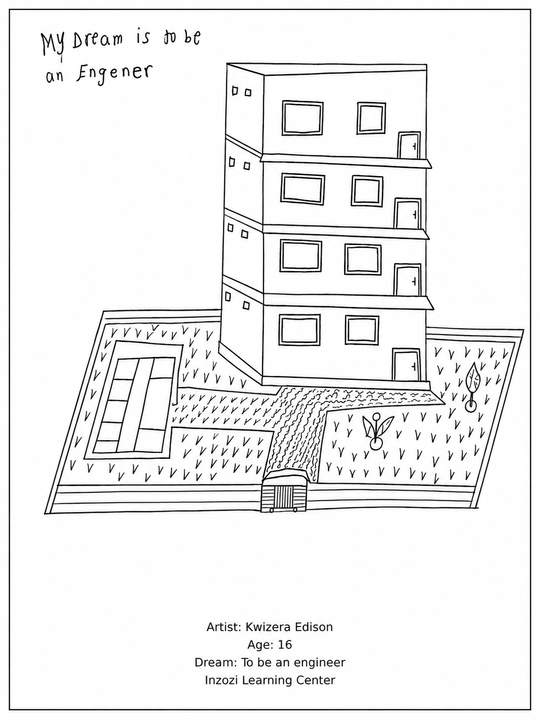 Coloring page based on the artwork of Kwizera Edison