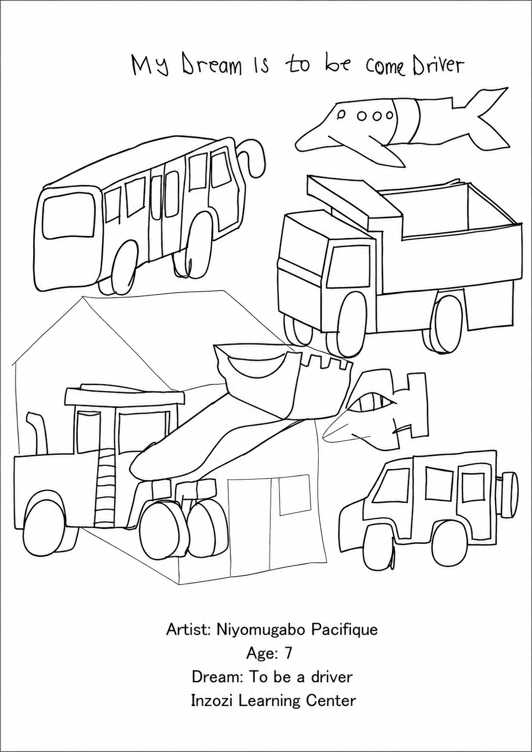 Coloring page based on the artwork of Niyomugabo Pacifique