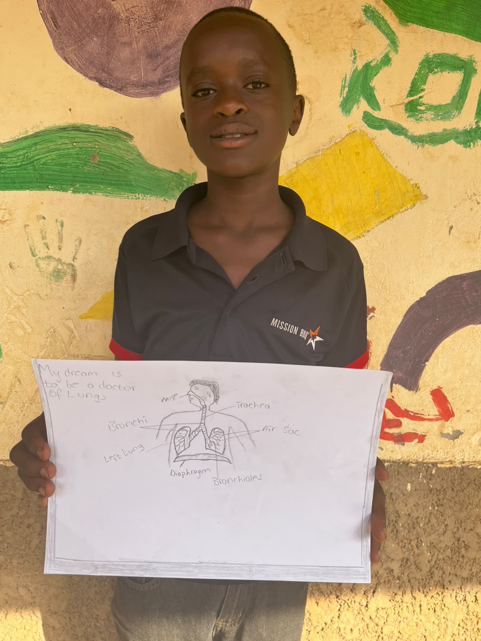 A child of the Inzozi Learning Center holding their dream drawing (10)